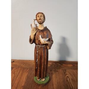 Saint Francis of Assissi Statue Saint of Animals Handpainted Made in Italy